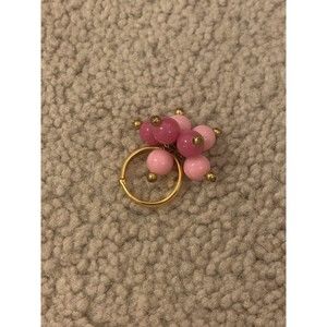 Vintage Barbiecore Pink Plastic Lucite Bobble Charm Ring Adjustable Jewelry